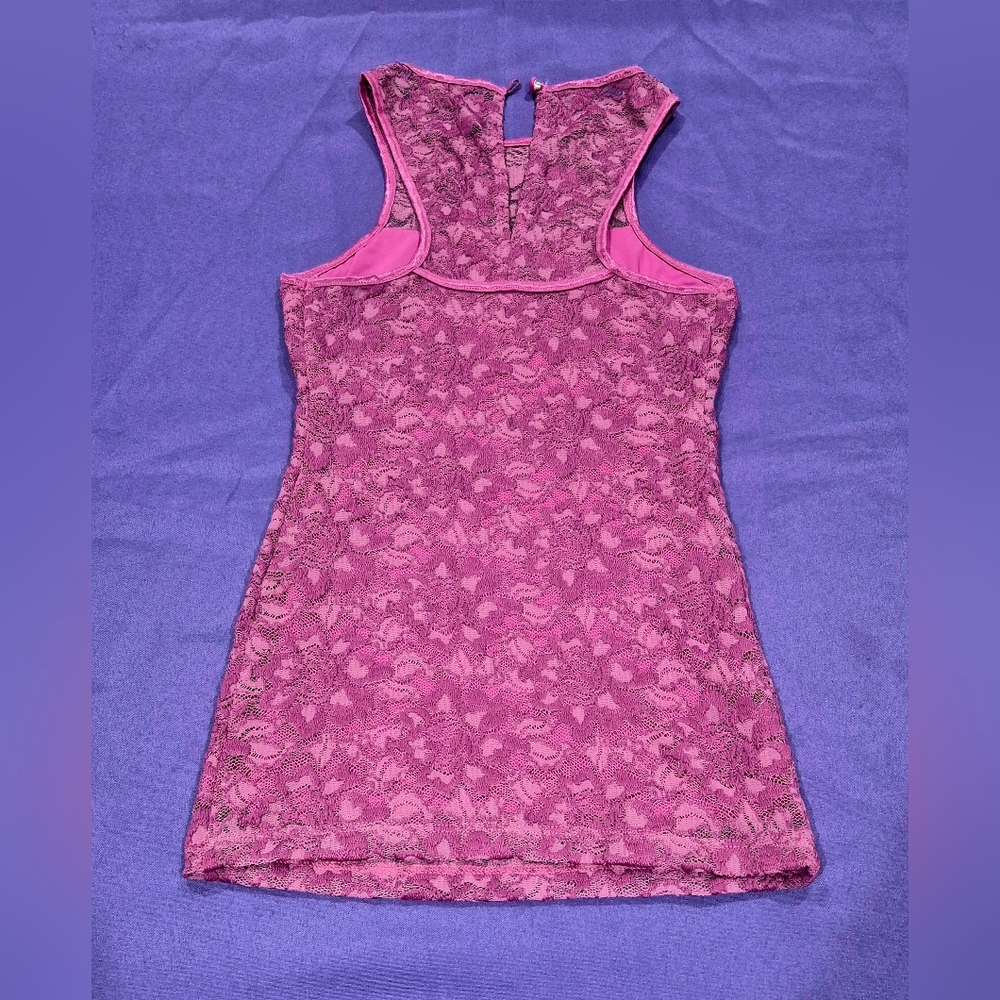Bebe Purple Lace Sleeveless Top XS/S.